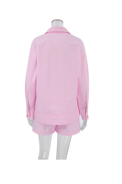 Cotton Long Sleeve Shorts Set