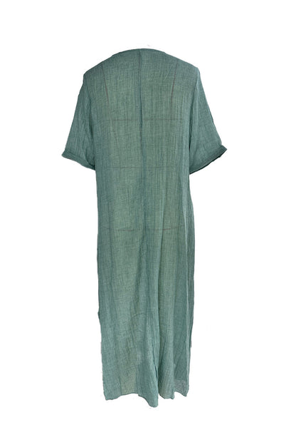 Cotton V Neck Midi Dress