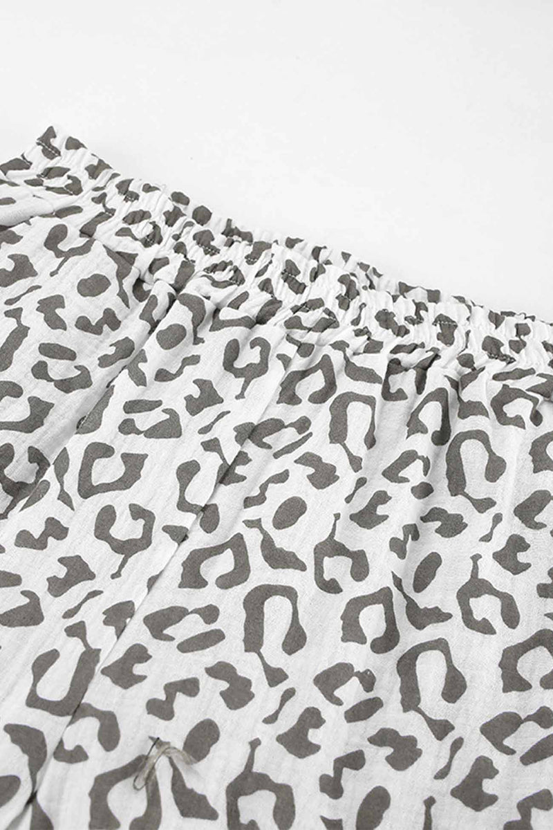 Cotton Leopard Shirt Long Pants Two-piece Set