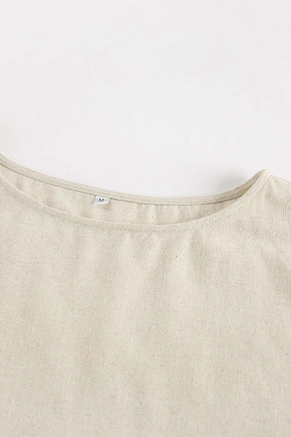 Cotton Linen Cap Sleeve Shorts Two Piece Set