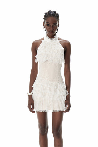 Cove Halter Neck Mesh Mini Dress