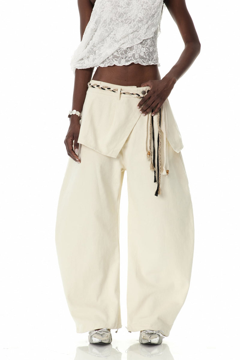 Cowessess Deconstruct Baggy Pants in Beige