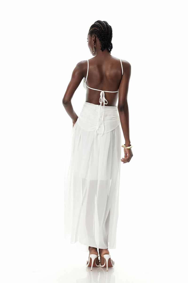 Crawford Spaghetti Cutout Maxi Dress in White