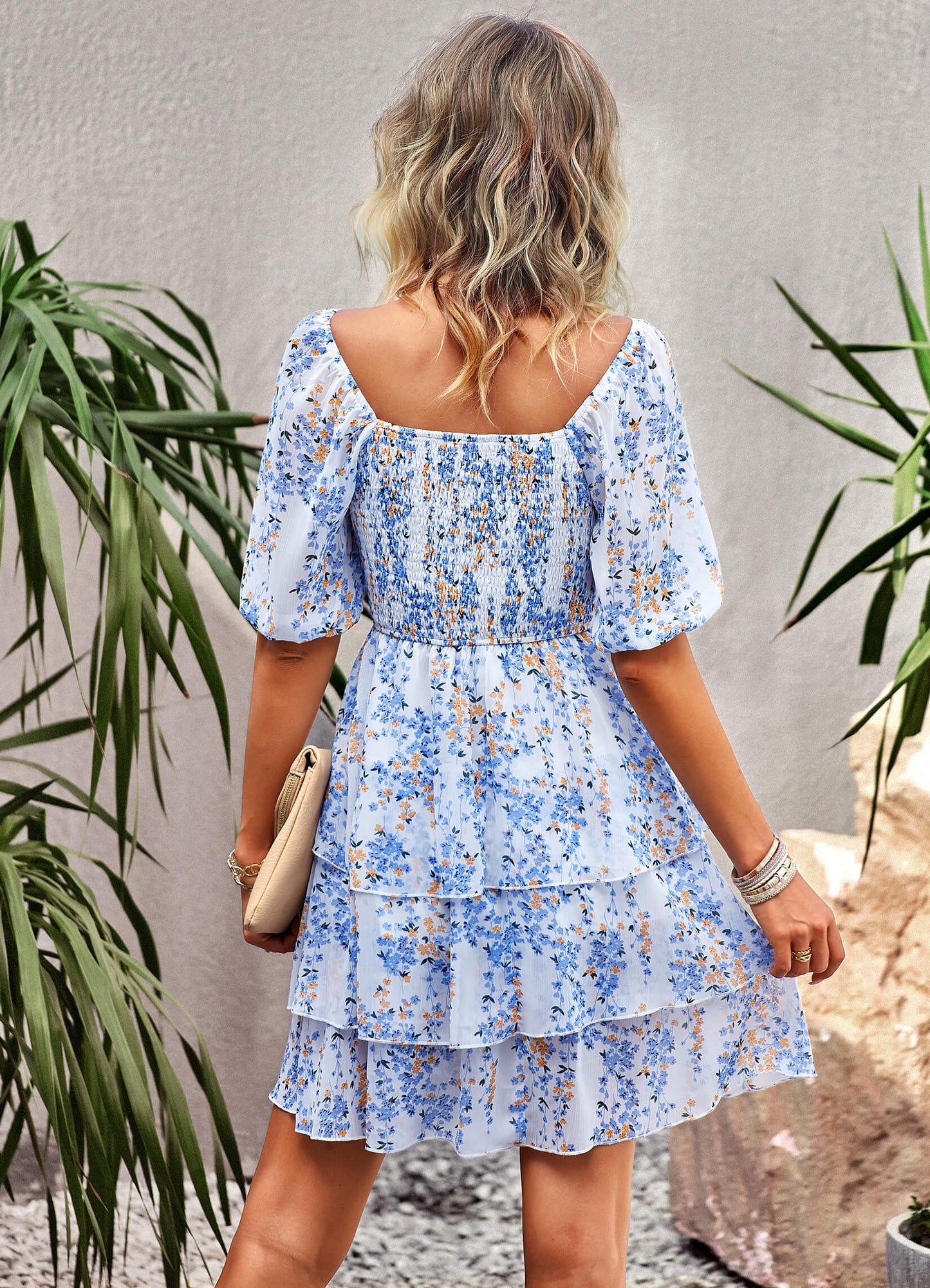 Think Garden Printed Mini Dress - Cream