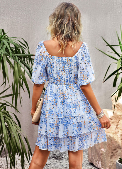 Think Garden Printed Mini Dress - Cream