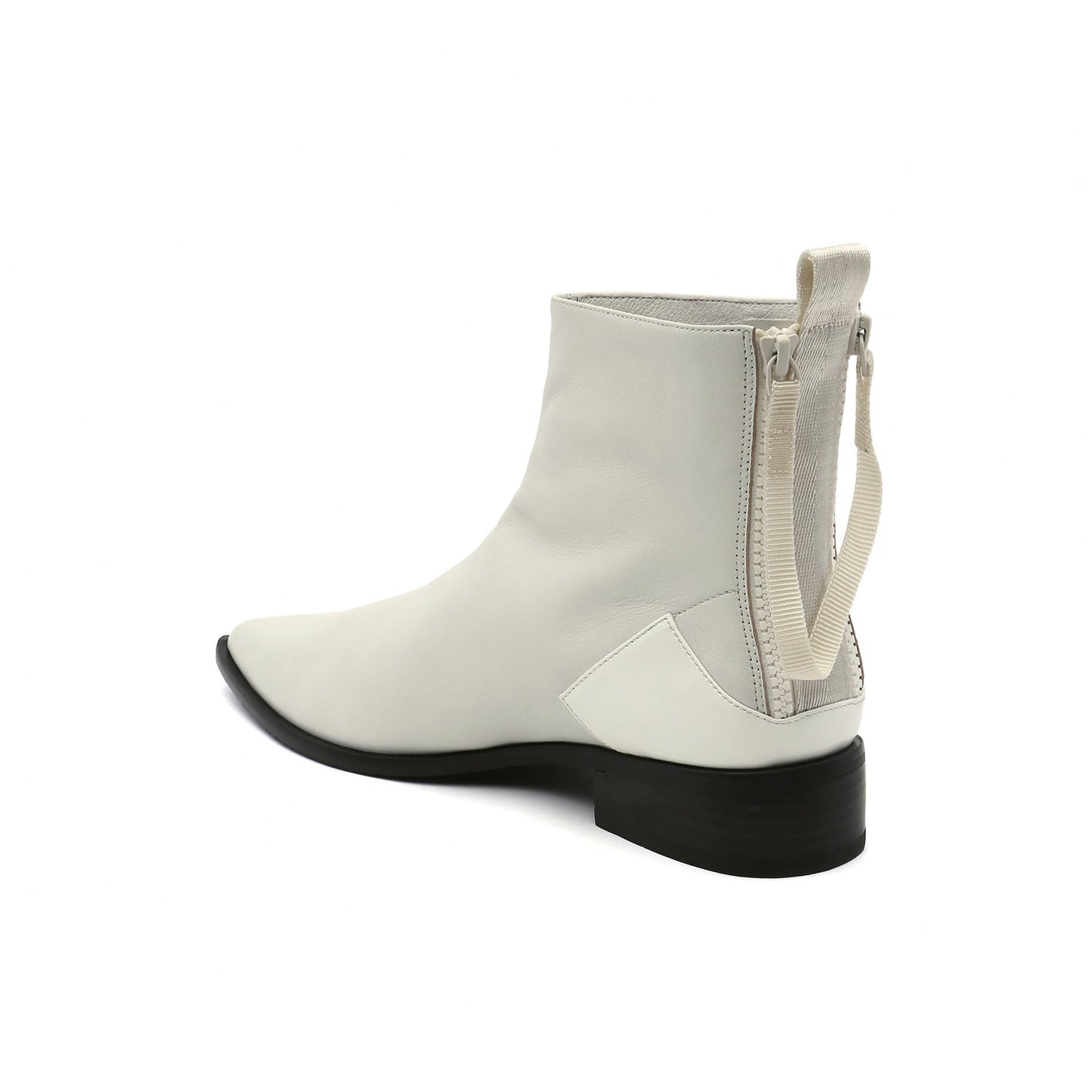 Jady Rose | Ivory Back-zip Leather Ankle Boot