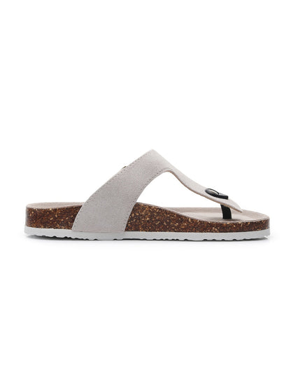 Maibulun | Cream Suede T-strap Leather Sandal