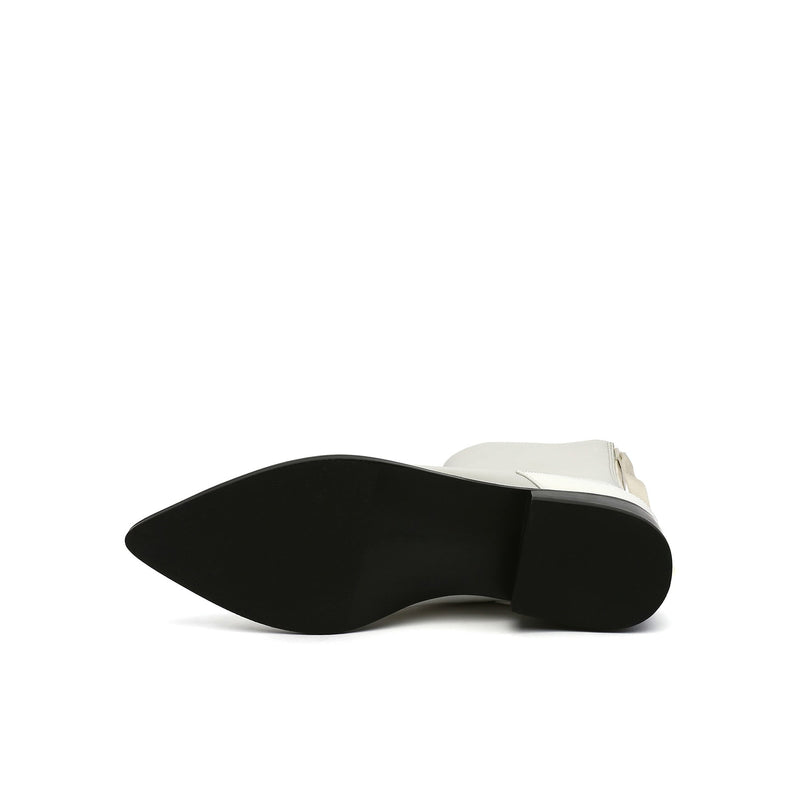 Jady Rose | Ivory Back-zip Leather Ankle Boot