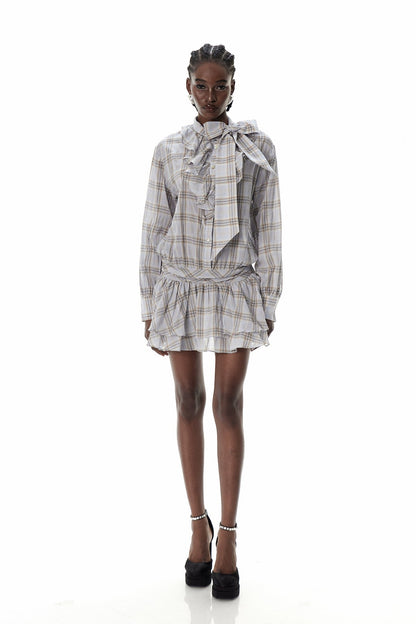 Creighton Gird Bow Ruffle Mini Dress