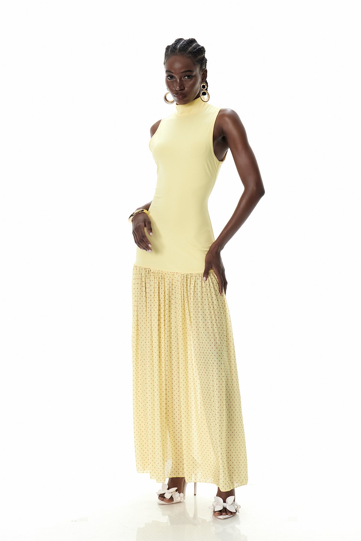 Cressida Sleeveless Dot Maxi Dress