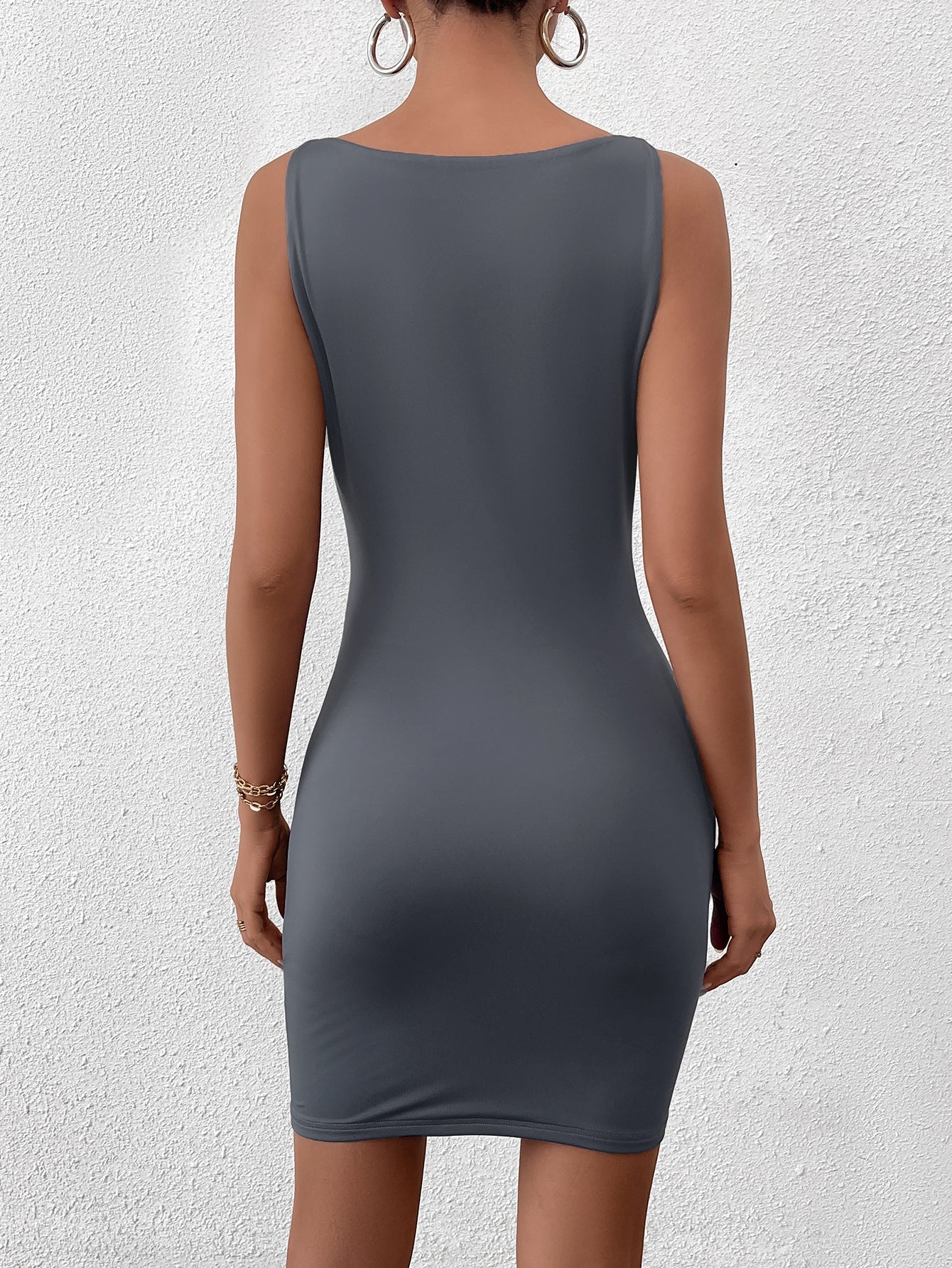 Crew Neck Ruched Bodycon Dress