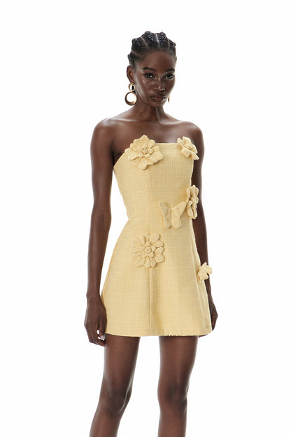 Crew Strapless Flower Mini Dress