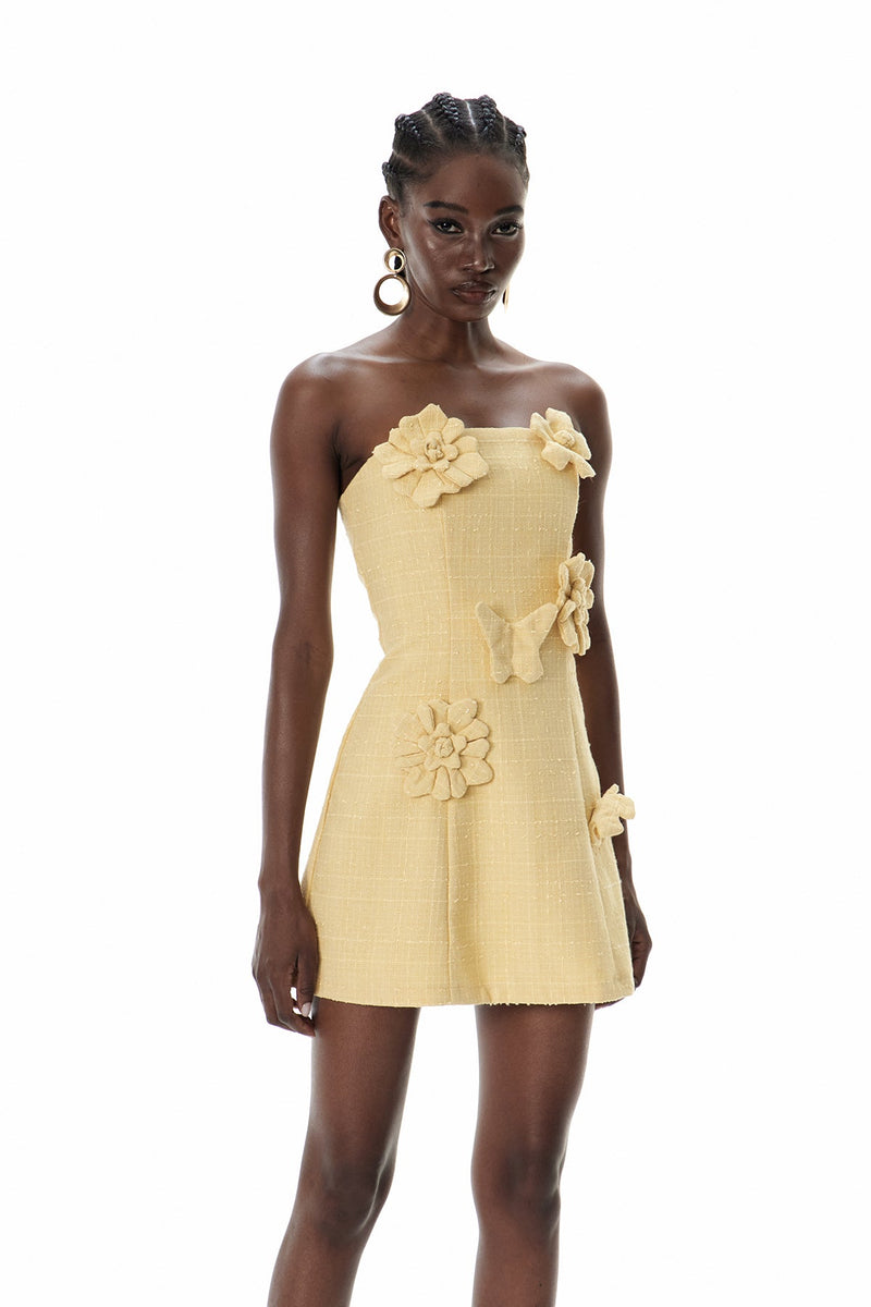 Crew Strapless Flower Mini Dress
