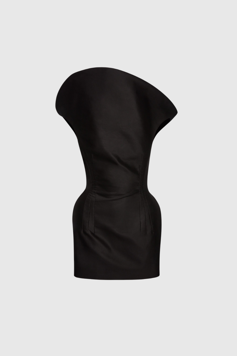 Crina Deconstruct Asymmetric Mini Dress in Black
