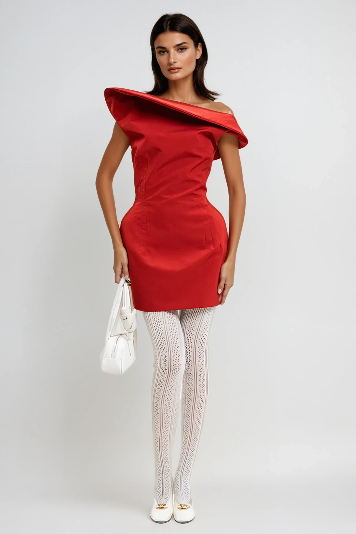 Crina Deconstruct Asymmetric Mini Dress in Red