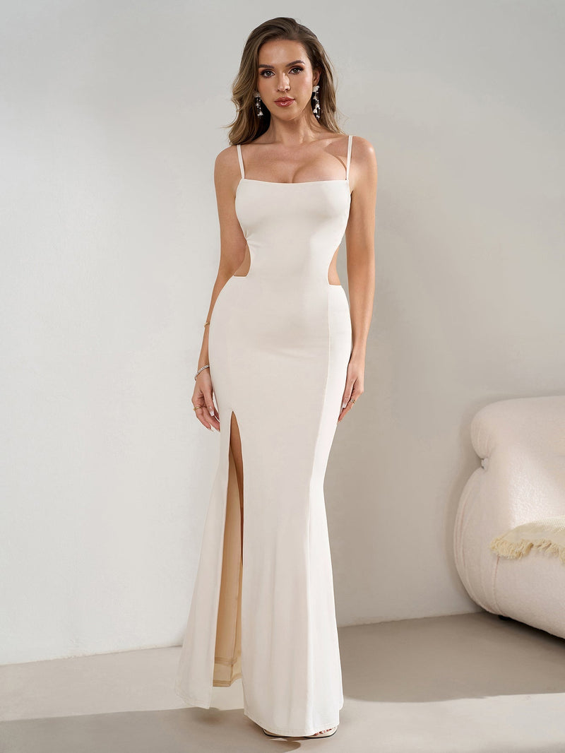 Cut Out Backless Split Thigh Mermaid Hem Cami Dress
