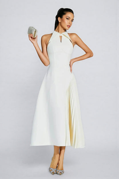 Eira Pressure Pleated Waisted Maxi Dress