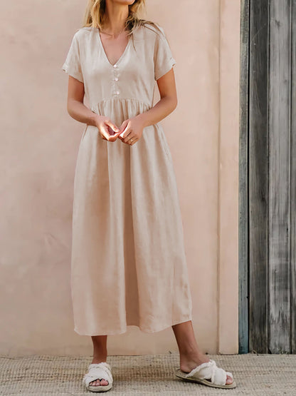 Sand and Sea Linen Midi Dress