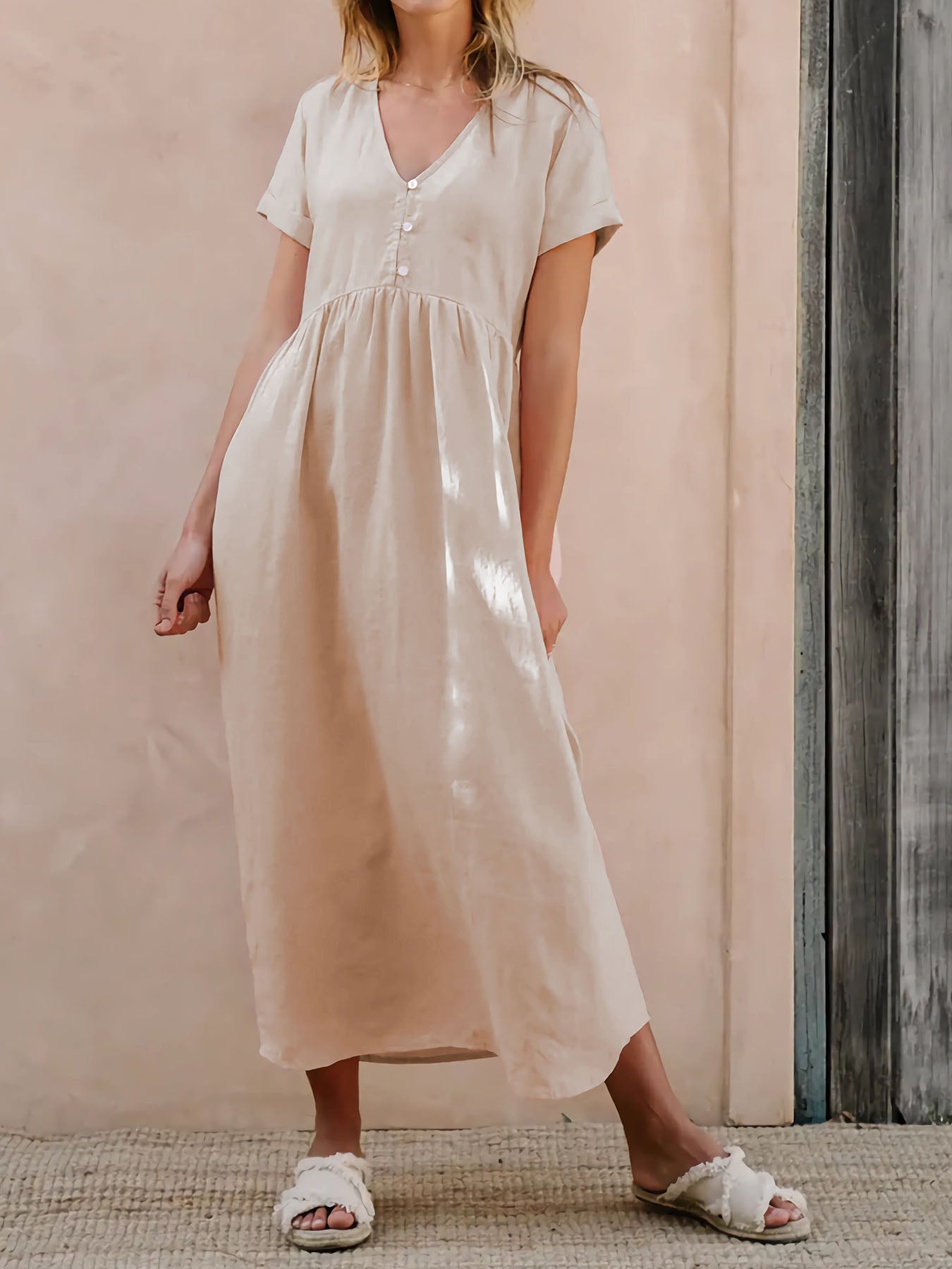 Sand and Sea Linen Midi Dress