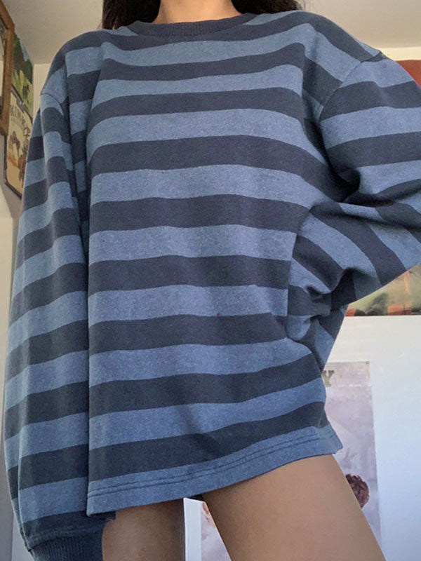 Striped Crew Neck Oversize Sweatshirt