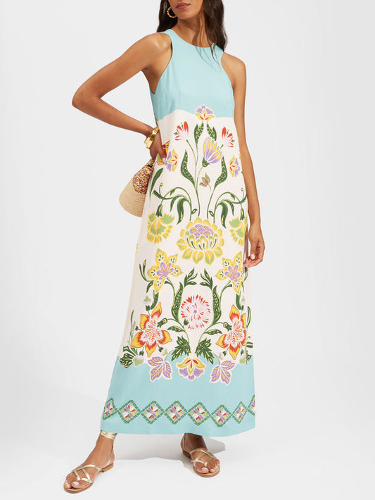 Exquisite Sunshine Print Sleeveless Midi Dress