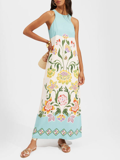 Exquisite Sunshine Print Sleeveless Midi Dress