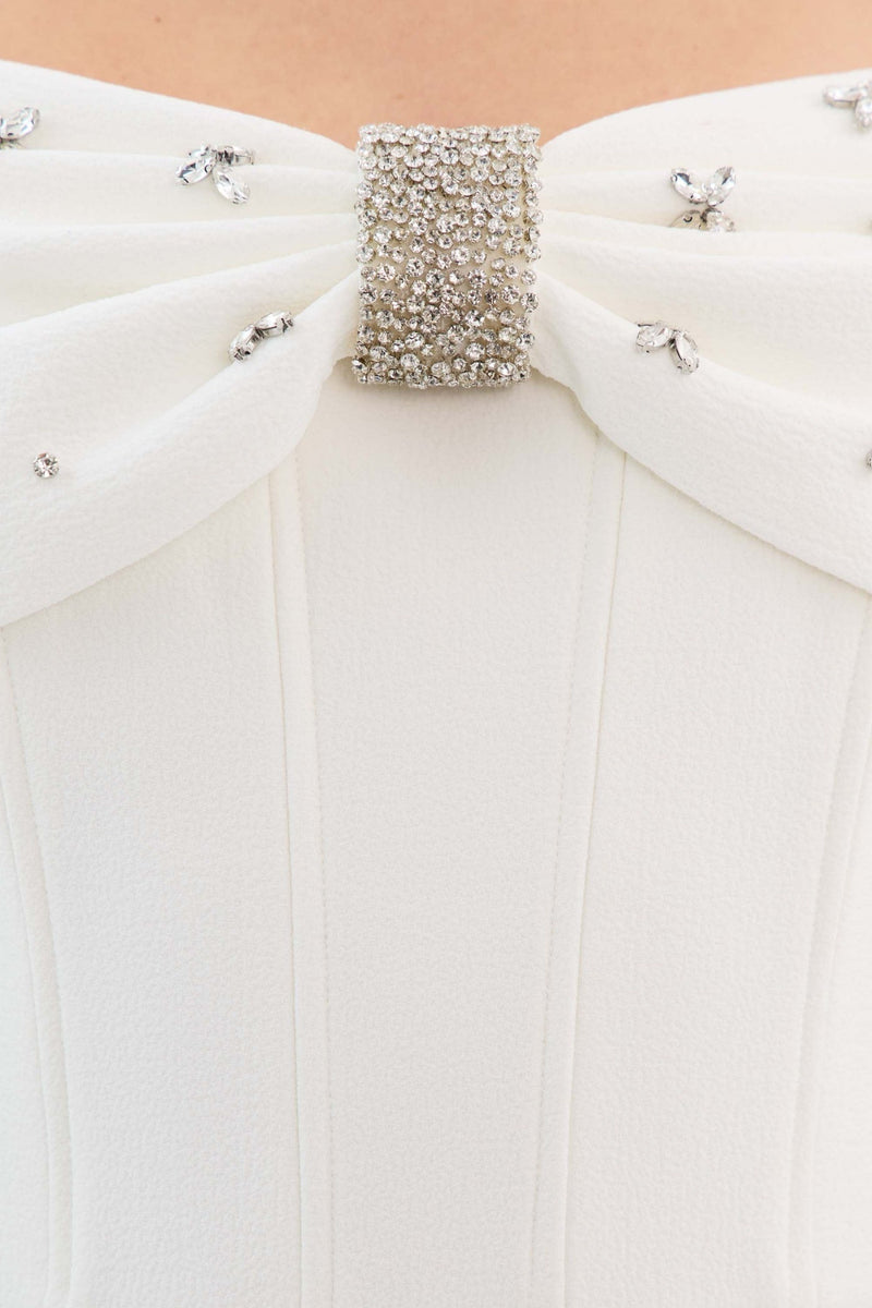 Dacre Off Shoulder Crystal Embellished Midi Dress