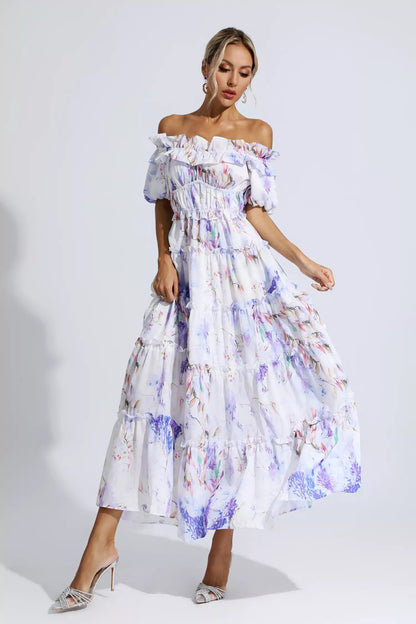 Danielle Purple Ruched Maxi Dress