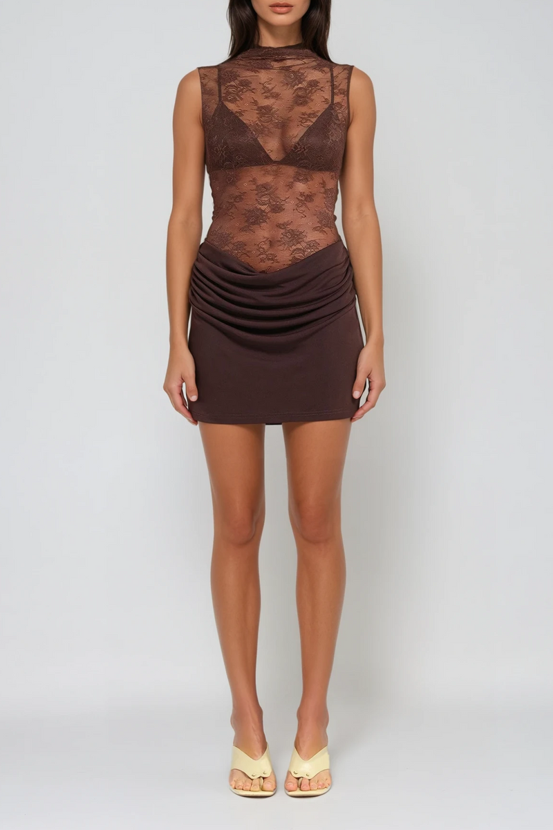 Danique Sleeveless Lace Mini Dress