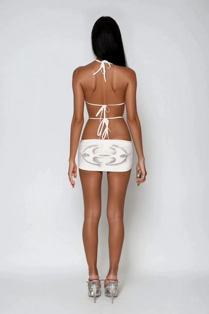 Dariya Eyelet Backless Cutout Mini Dress