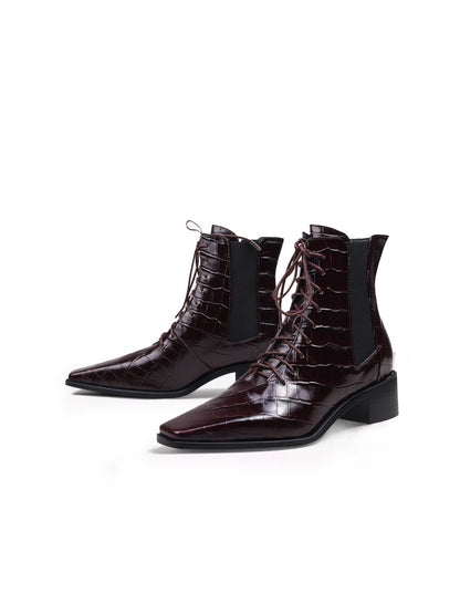 Jadyrose | Croc-embossed Lace-up Purple Chelsea Boot