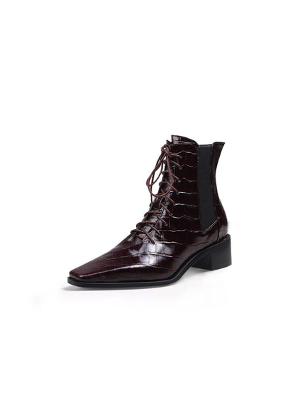 Jadyrose | Croc-embossed Lace-up Purple Chelsea Boot