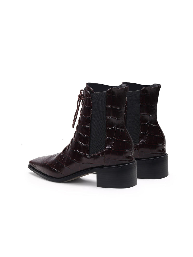 Jadyrose | Croc-embossed Lace-up Purple Chelsea Boot