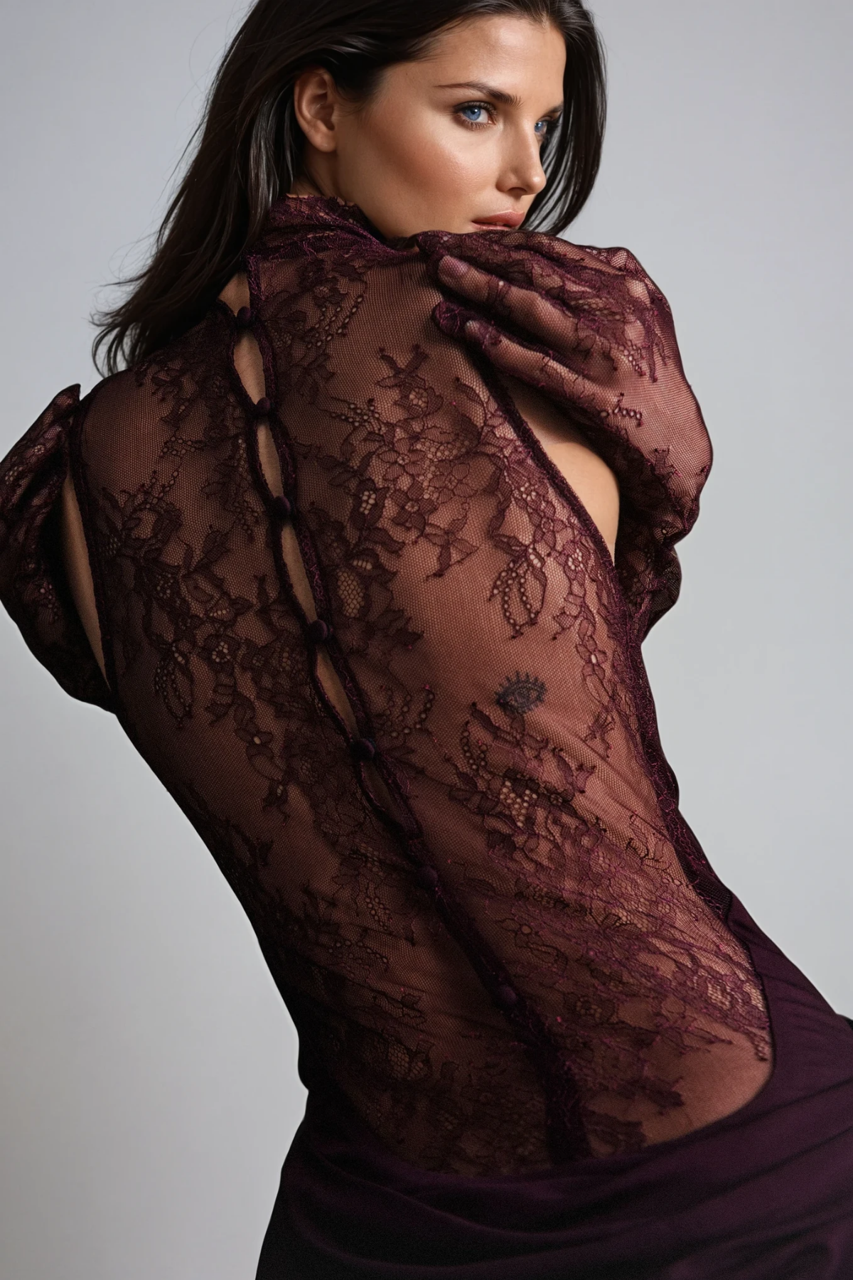 Darleen Cowl Neck Ruch Lace Maxi Dress in Red