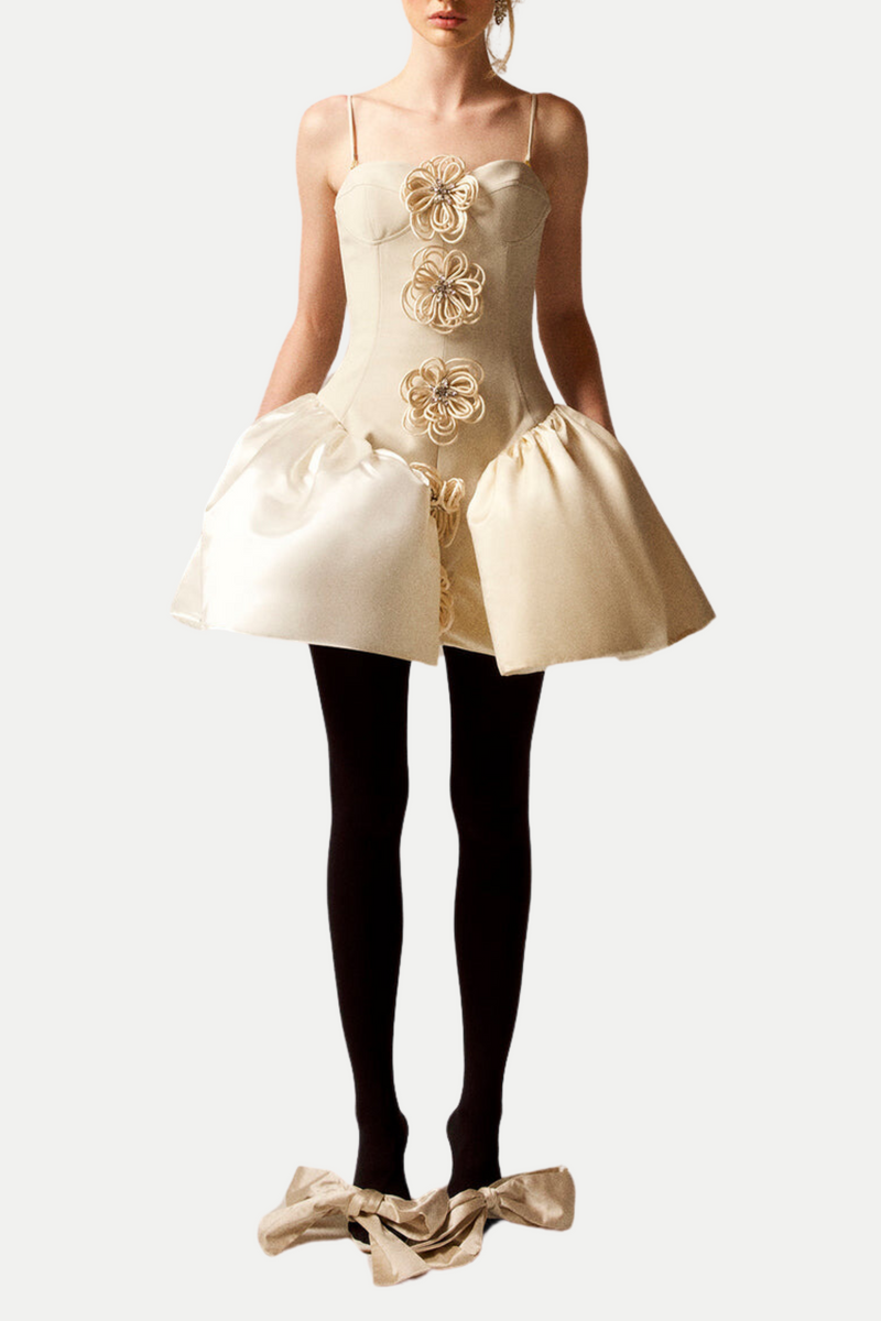 Darrah Appliqué Mini Bandage Dress - White