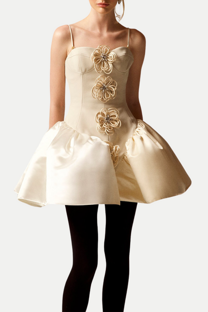Darrah Appliqué Mini Bandage Dress - White