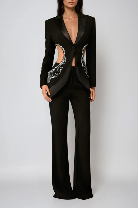Darrell Rhinestone Cutout Pants Set