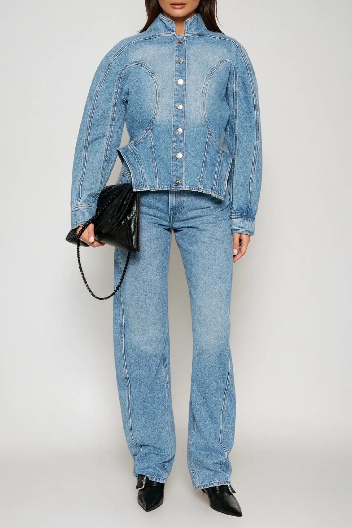 Darya Denim Pants Set in Blue