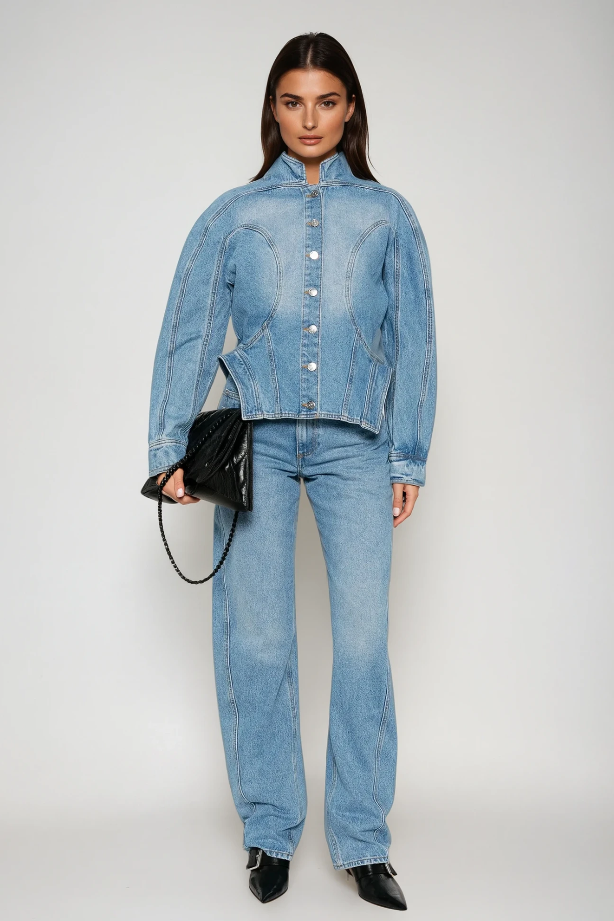 Darya Denim Pants Set in Blue