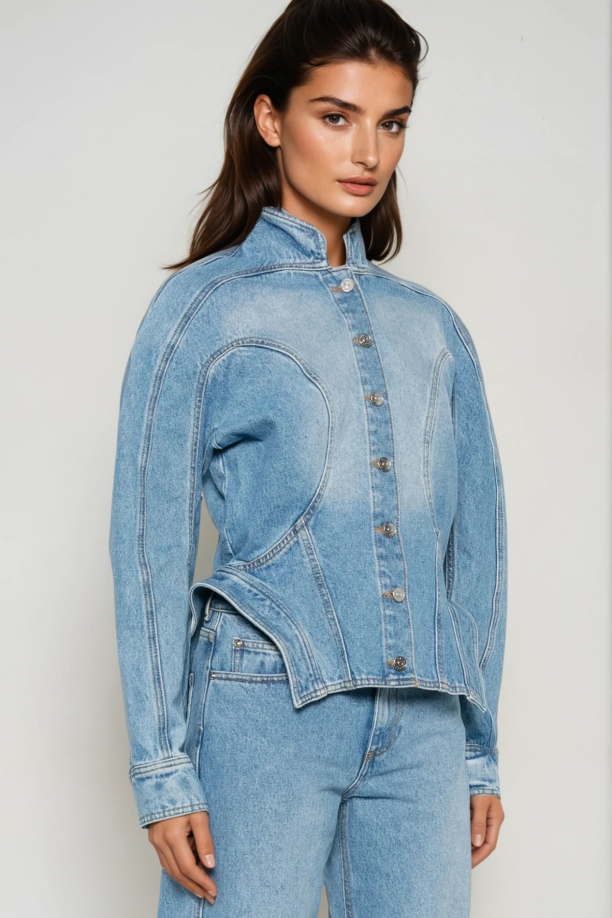 Darya Denim Pants Set in Blue
