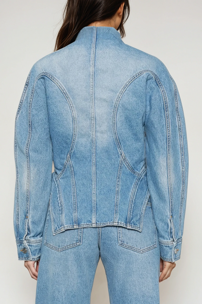 Darya Denim Pants Set in Blue