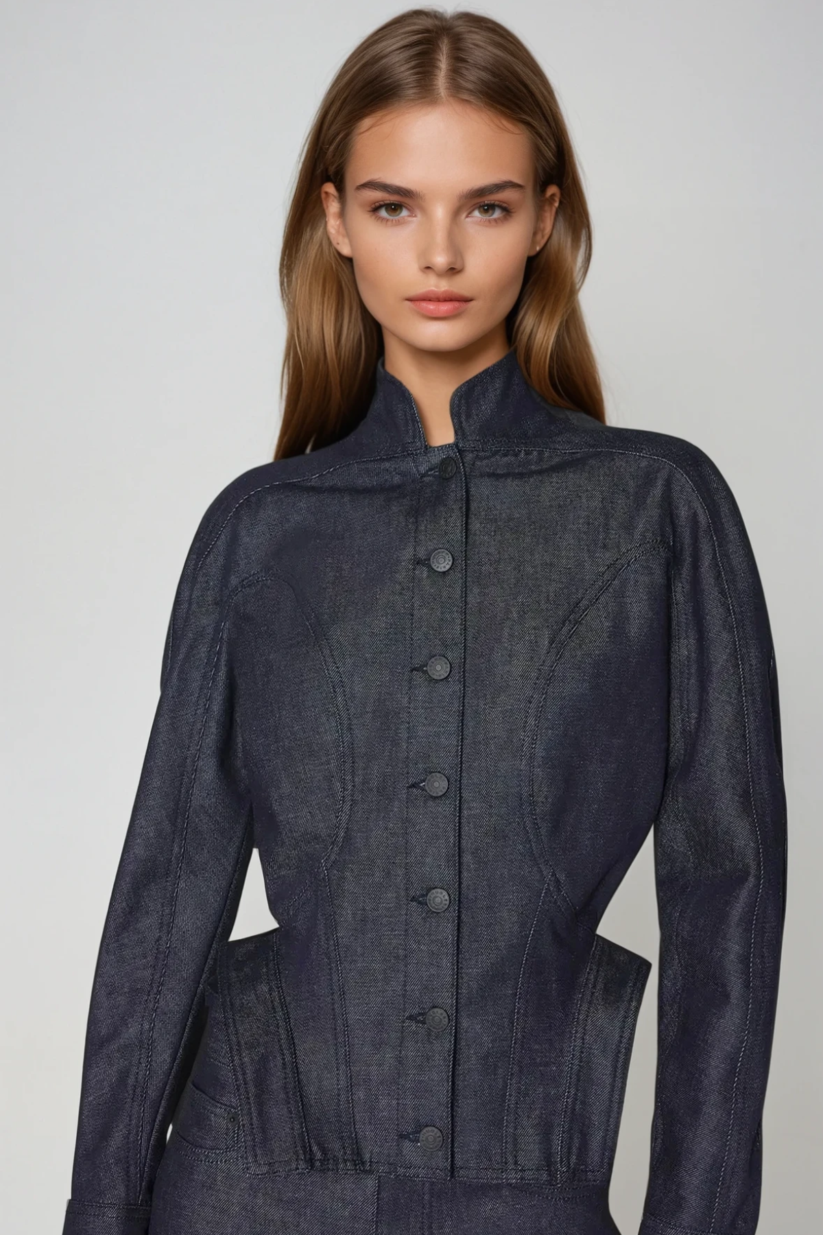 Darya Denim Pants Set in Deep Blue