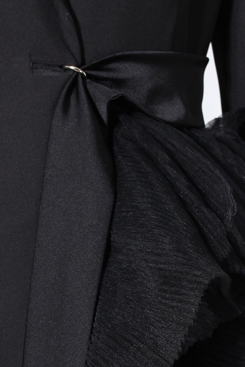 Dataya Mesh Patchwork Coat - Black