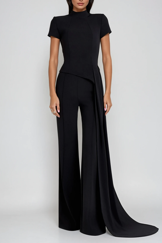 December Deconstruct Fringe Pants Set in Black