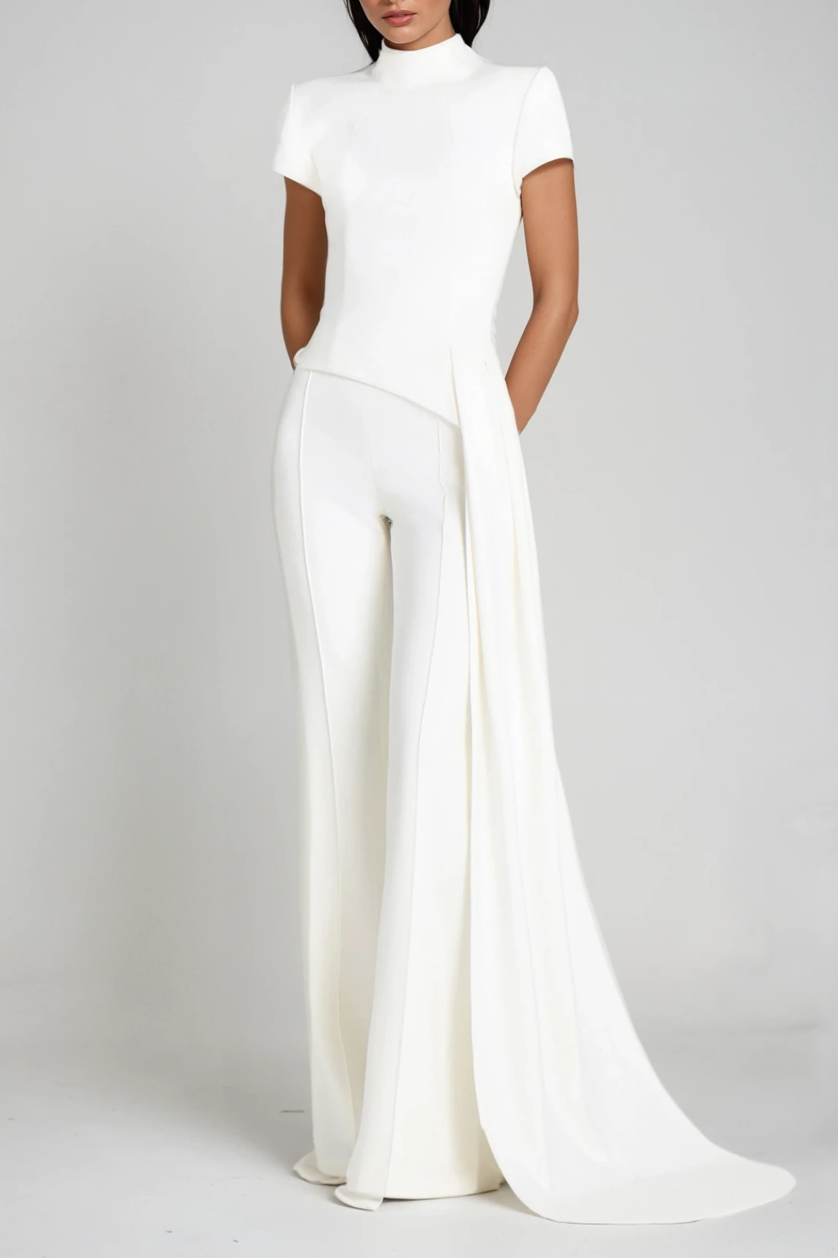 December Deconstruct Fringe Pants Set in White