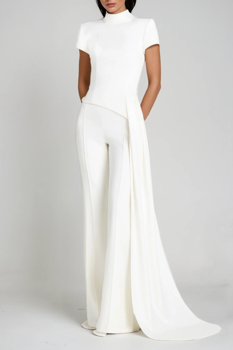 December Deconstruct Fringe Pants Set in White