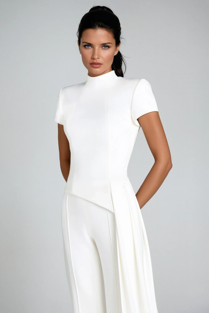 December Deconstruct Fringe Pants Set in White