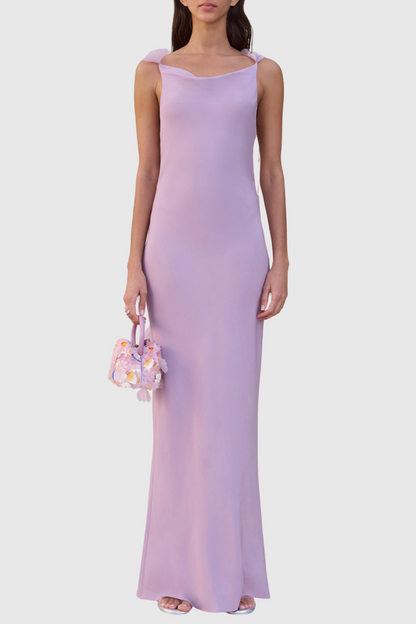 Dedrik Ribbon Satin Open Back Maxi Dress