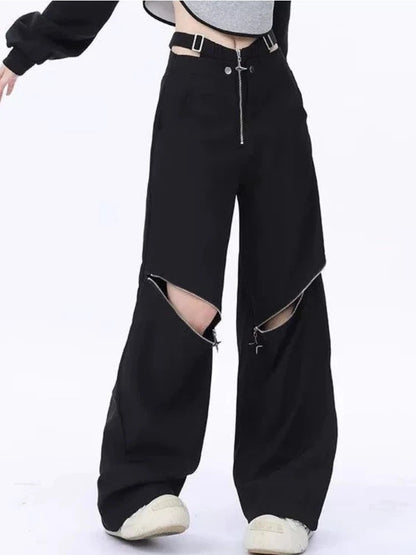 Black Retro Cargo Halloween Pants