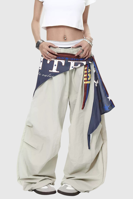Defne Ruch Print Wide Leg Pants in Apricot